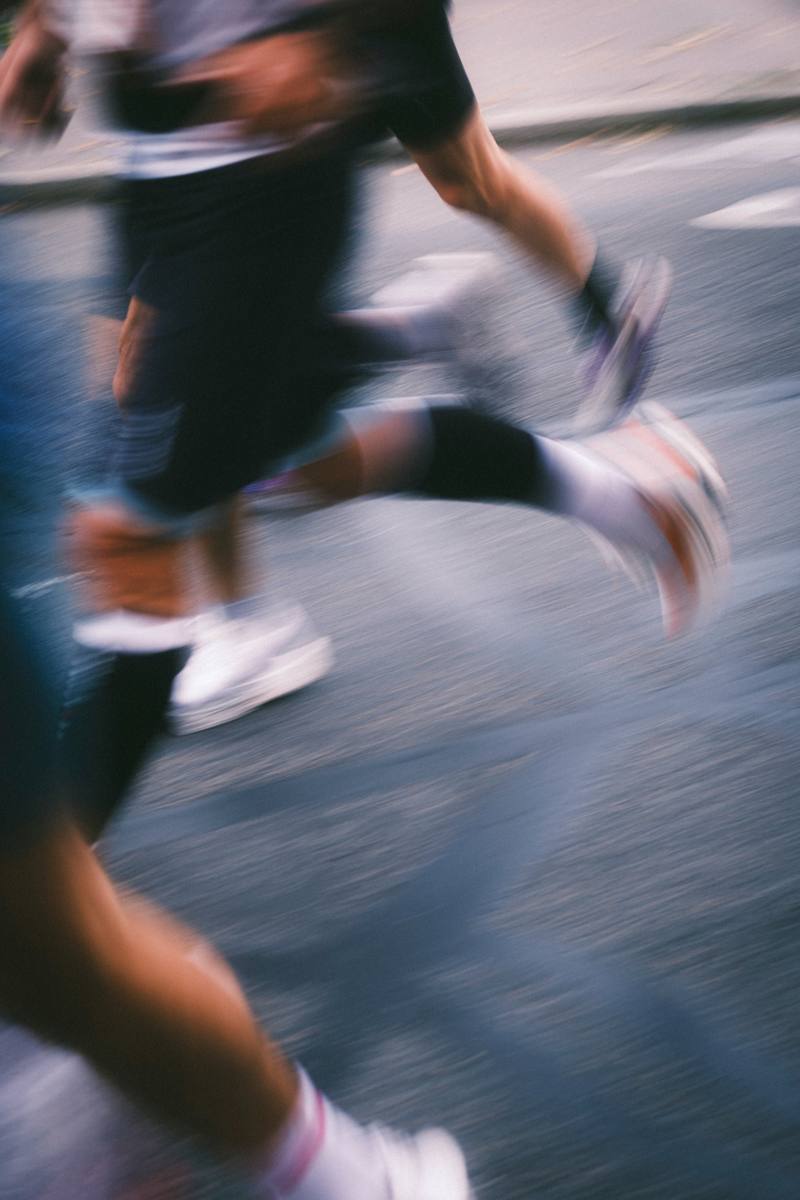Close-up of a runner's legs in motion